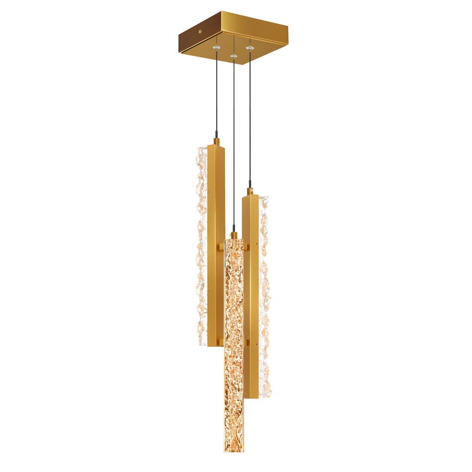 Stagger Integrated LED 6in Brass Mini Pendant with Handcrafted Glass