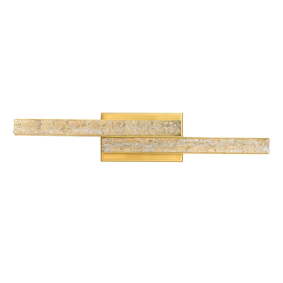 Stagger Integrated LED 24in Brass Vanity Light with Handcrafted Glass