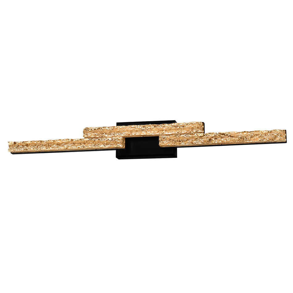 Stagger Integrated LED 36in Black Vanity Light with Handcrafted Glass