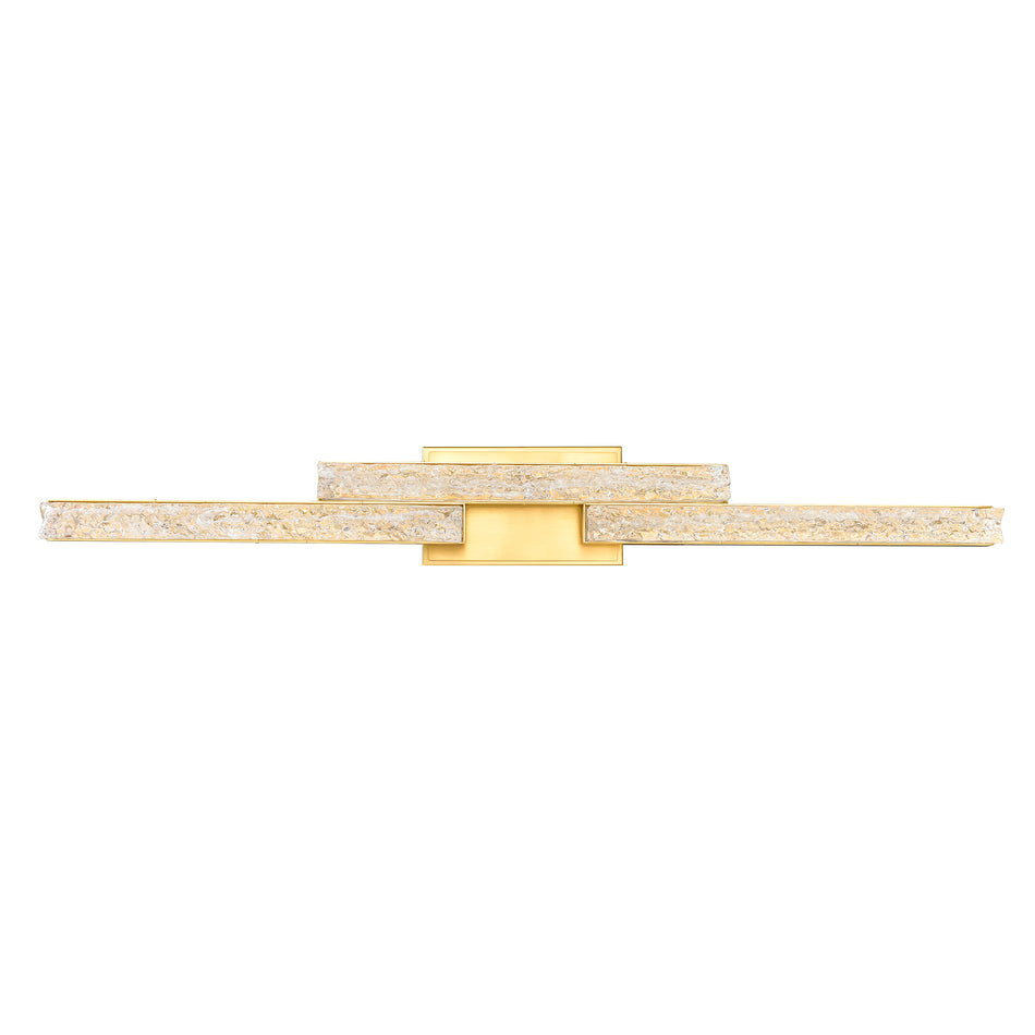 Stagger Integrated LED 36in Brass Vanity Light with Handcrafted Glass