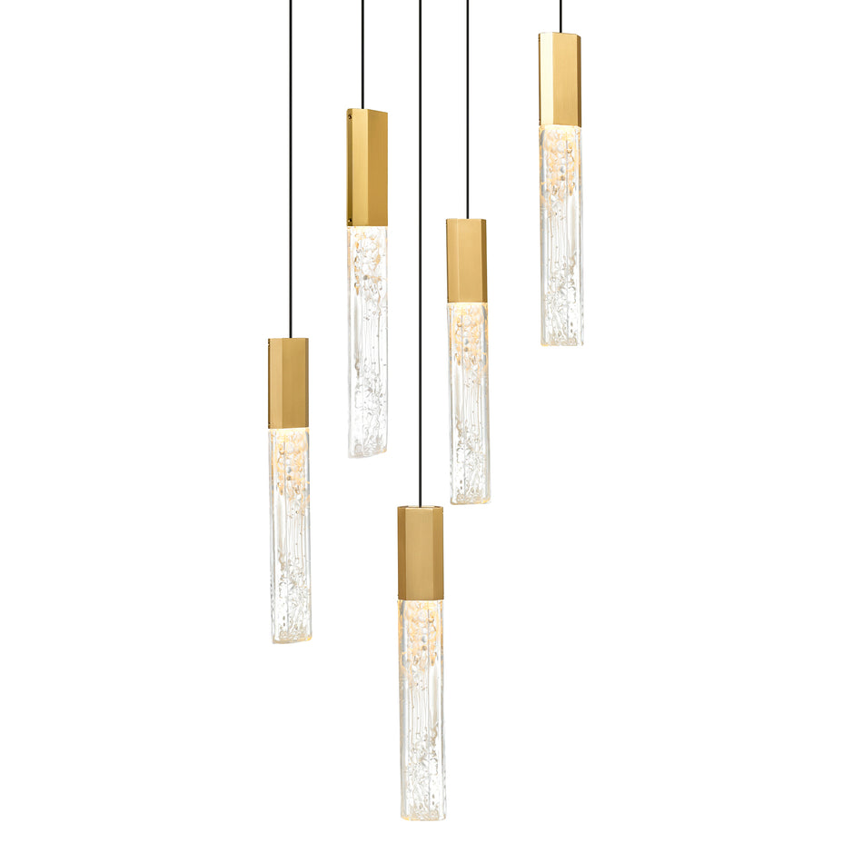 Greta Integrated LED 12in Brass Mini Pendant with Handcrafted Glass by CWI