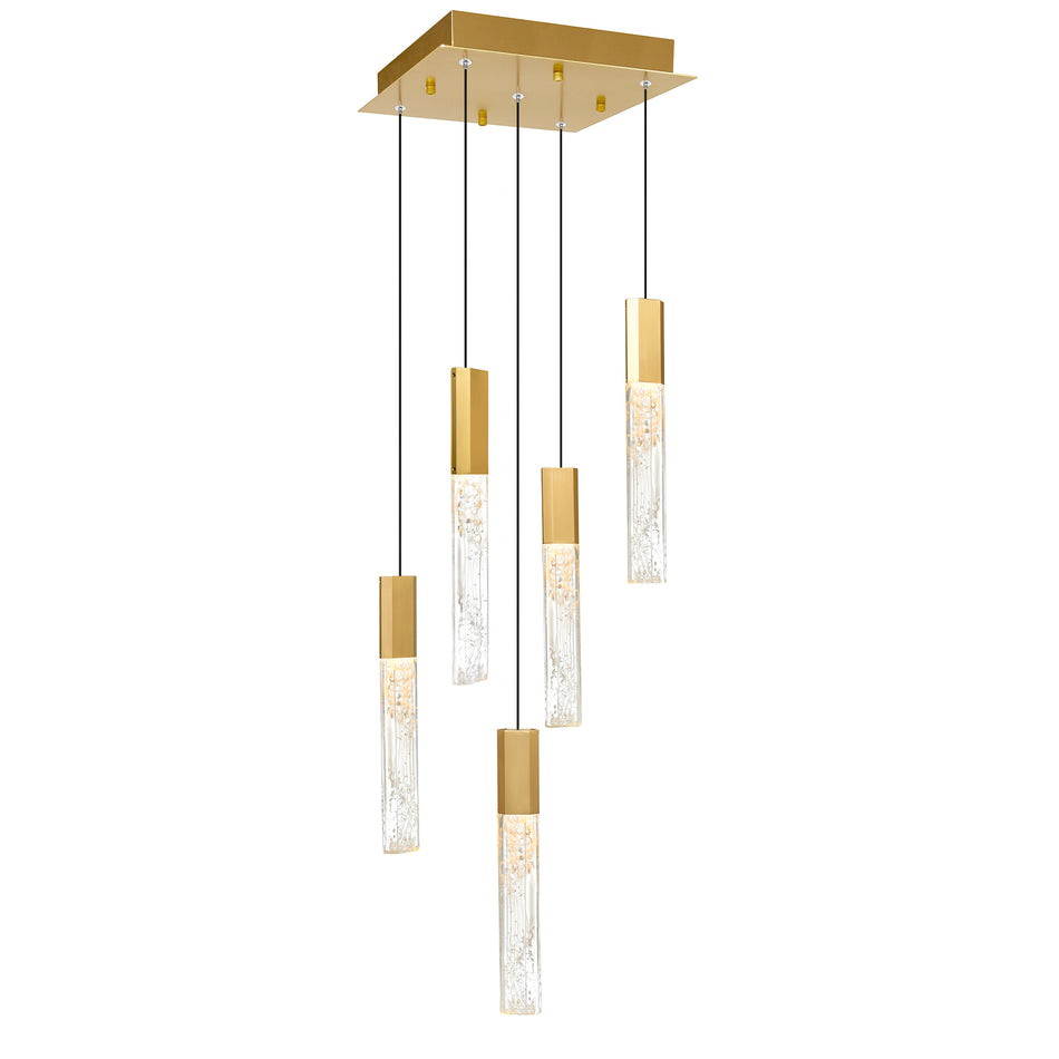 Greta Integrated LED 12in Brass Mini Pendant with Handcrafted Glass