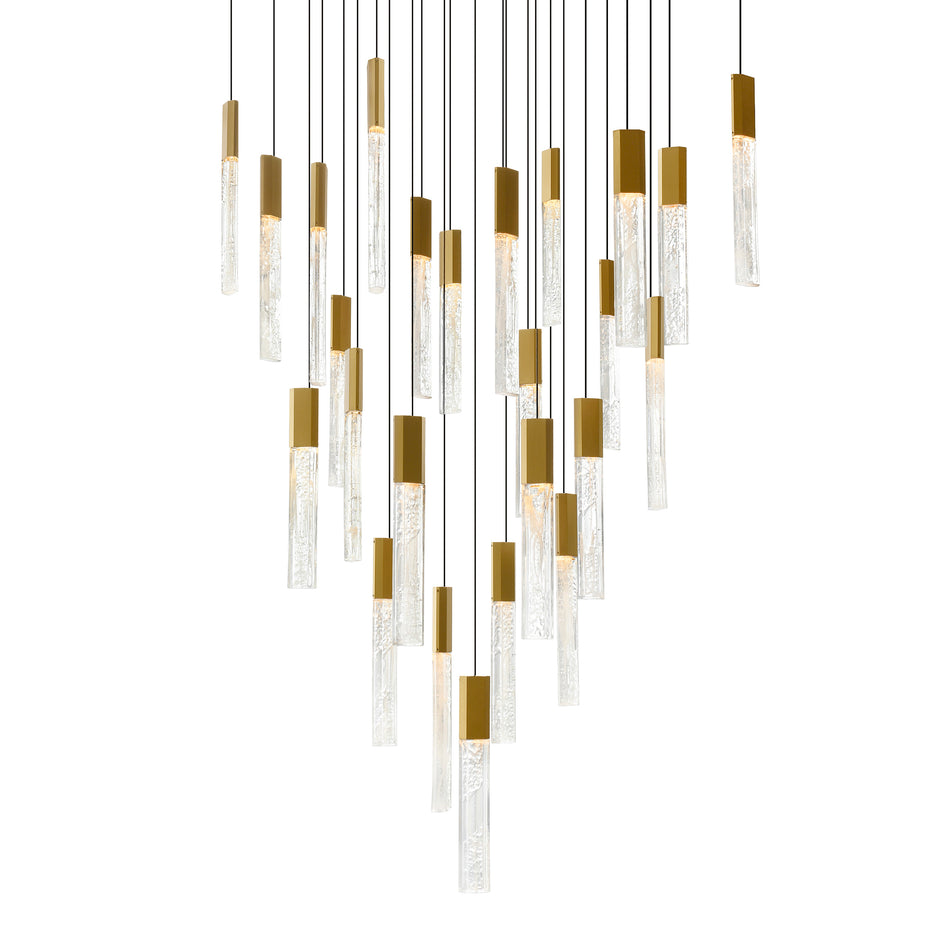 Greta Integrated LED 28in Brass Chandelier with Handcrafted Glass by CWI