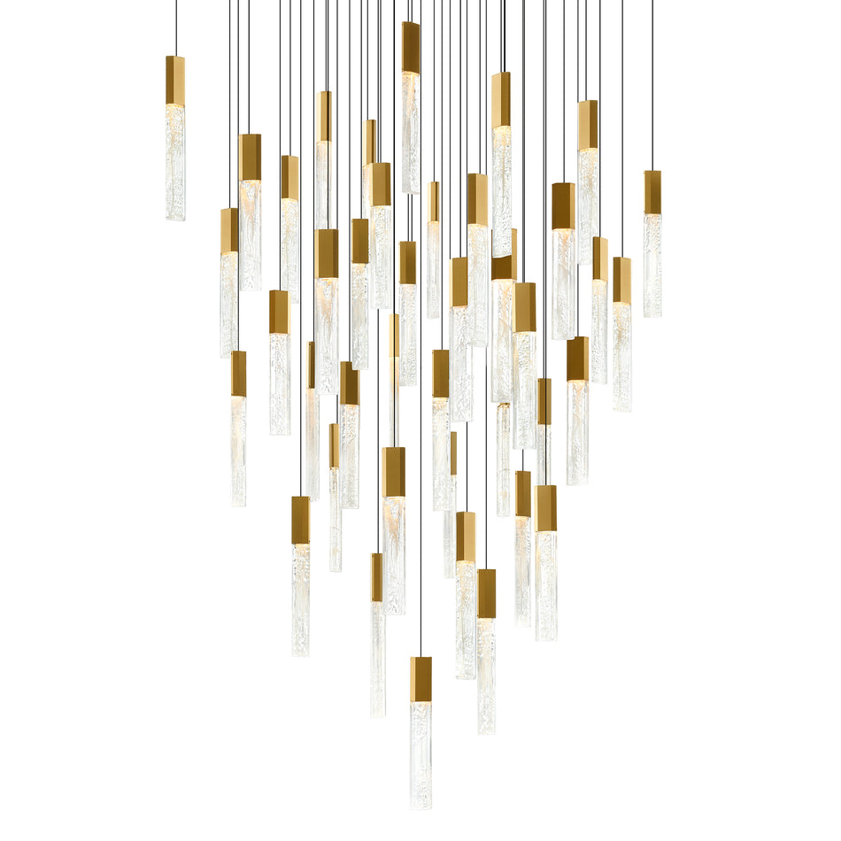 Greta Integrated LED 36in Brass Chandelier with Handcrafted Glass by CWI