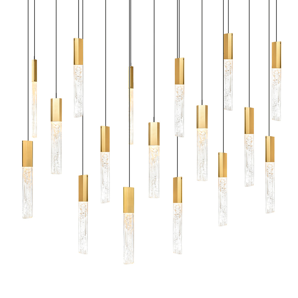 Greta Integrated LED 48in Brass Chandelier with Handcrafted Glass by CWI