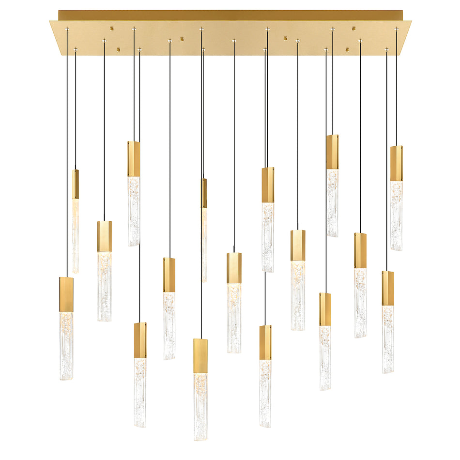 Greta Integrated LED 48in Brass Chandelier with Handcrafted Glass