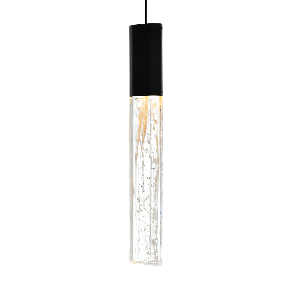 Greta Integrated LED 5in Black Mini Pendant with Handcrafted Glass by CWI