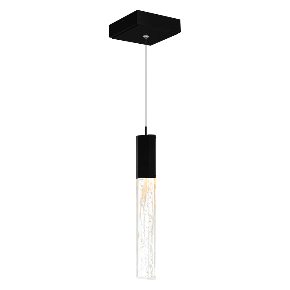 Greta Integrated LED 5in Black Mini Pendant with Handcrafted Glass