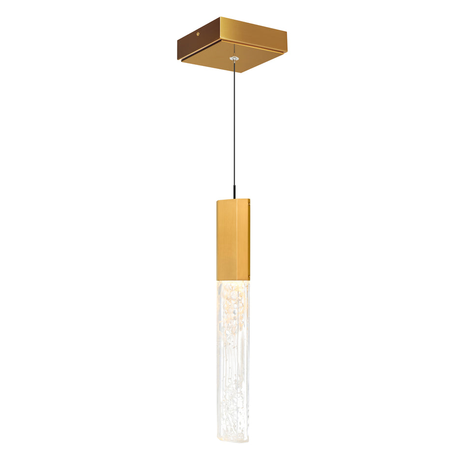 Greta Integrated LED 5in Brass Mini Pendant with Handcrafted Glass