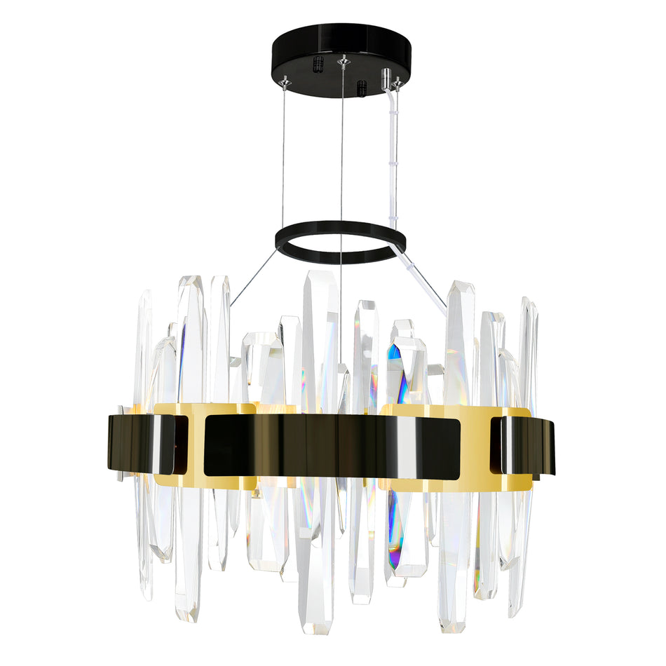 Aya Integrated LED 18in Pearl Black Chandelier by CWI