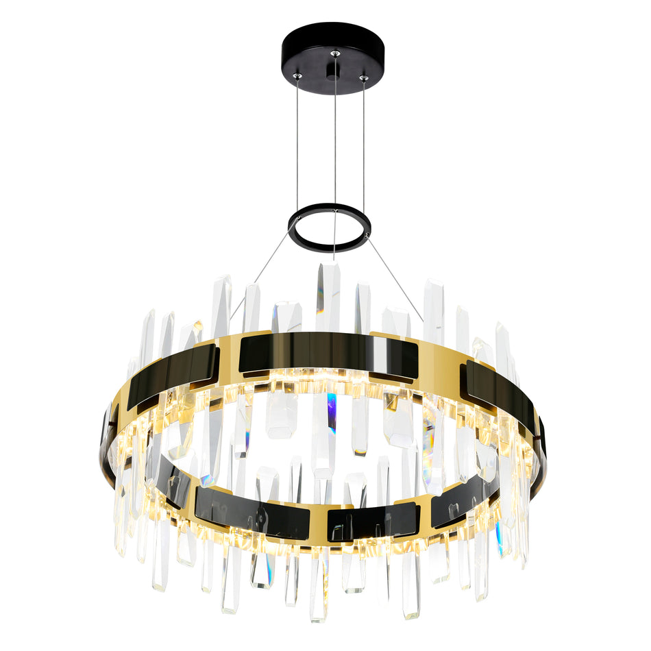 Aya Integrated LED 24in Pearl Black Chandelier by CWI