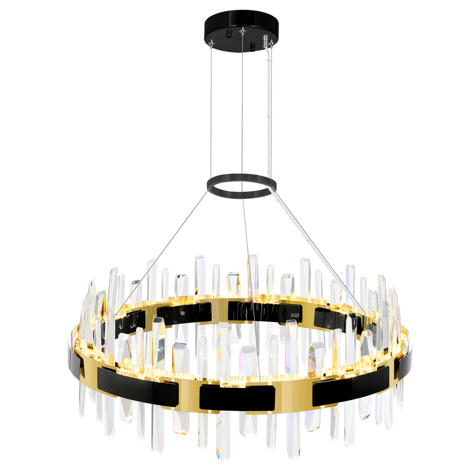 Aya Integrated LED 32in Pearl Black Chandelier by CWI