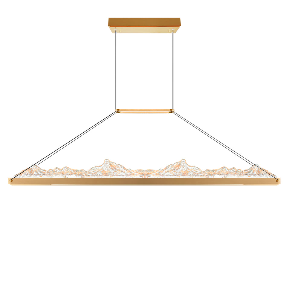 Himalayas Integrated LED 48in Brass Chandelier with Handcrafted Glass