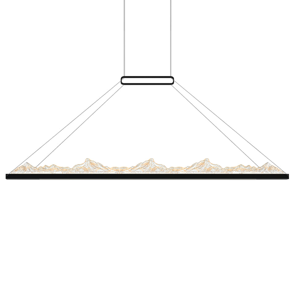 Himalayas Integrated LED 62in Black Chandelier with Handcrafted Glass by CWI