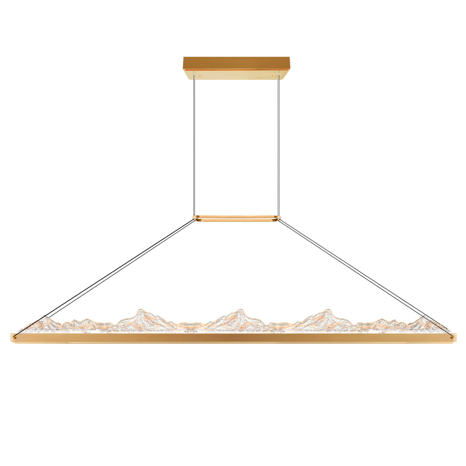 Himalayas Integrated LED 62in Brass Chandelier with Handcrafted Glass