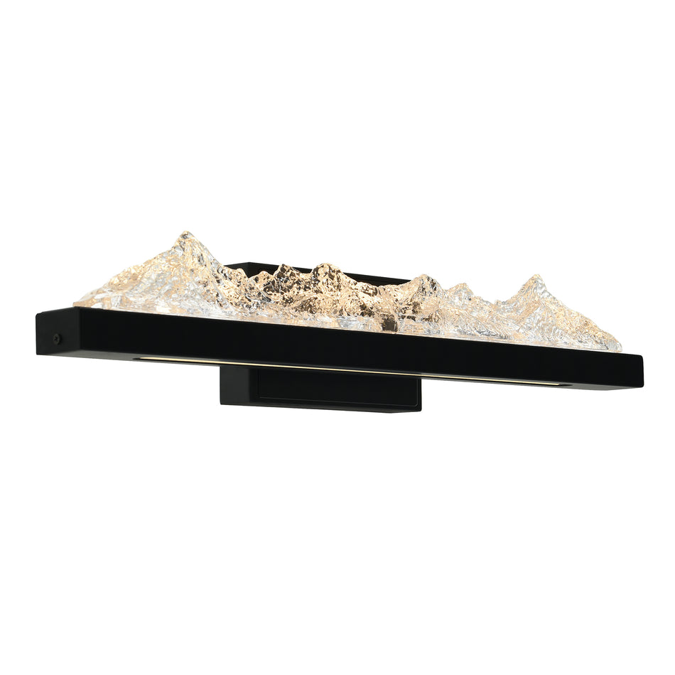 Himalayas Integrated LED 26in Black Vanity Light with Handcrafted Glass by CWI