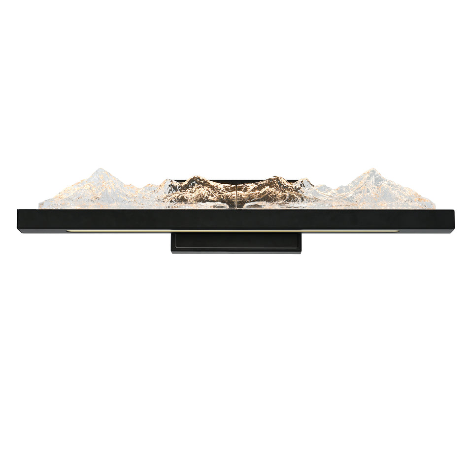 Himalayas Integrated LED 26in Black Vanity Light with Handcrafted Glass