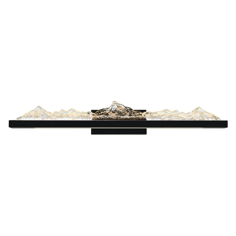 Himalayas Integrated LED 36in Black Vanity Light with Handcrafted Glass