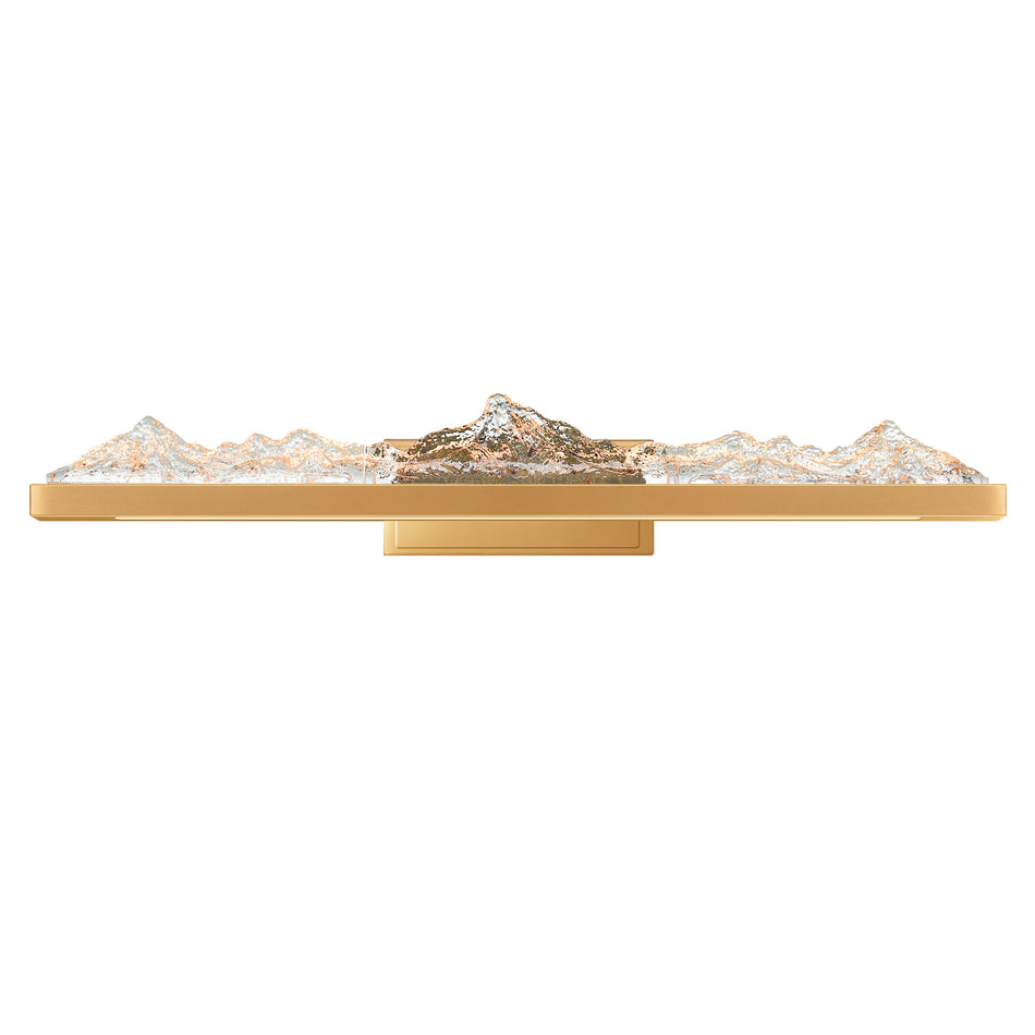 Himalayas Integrated LED 36in Brass Vanity Light with Handcrafted Glass