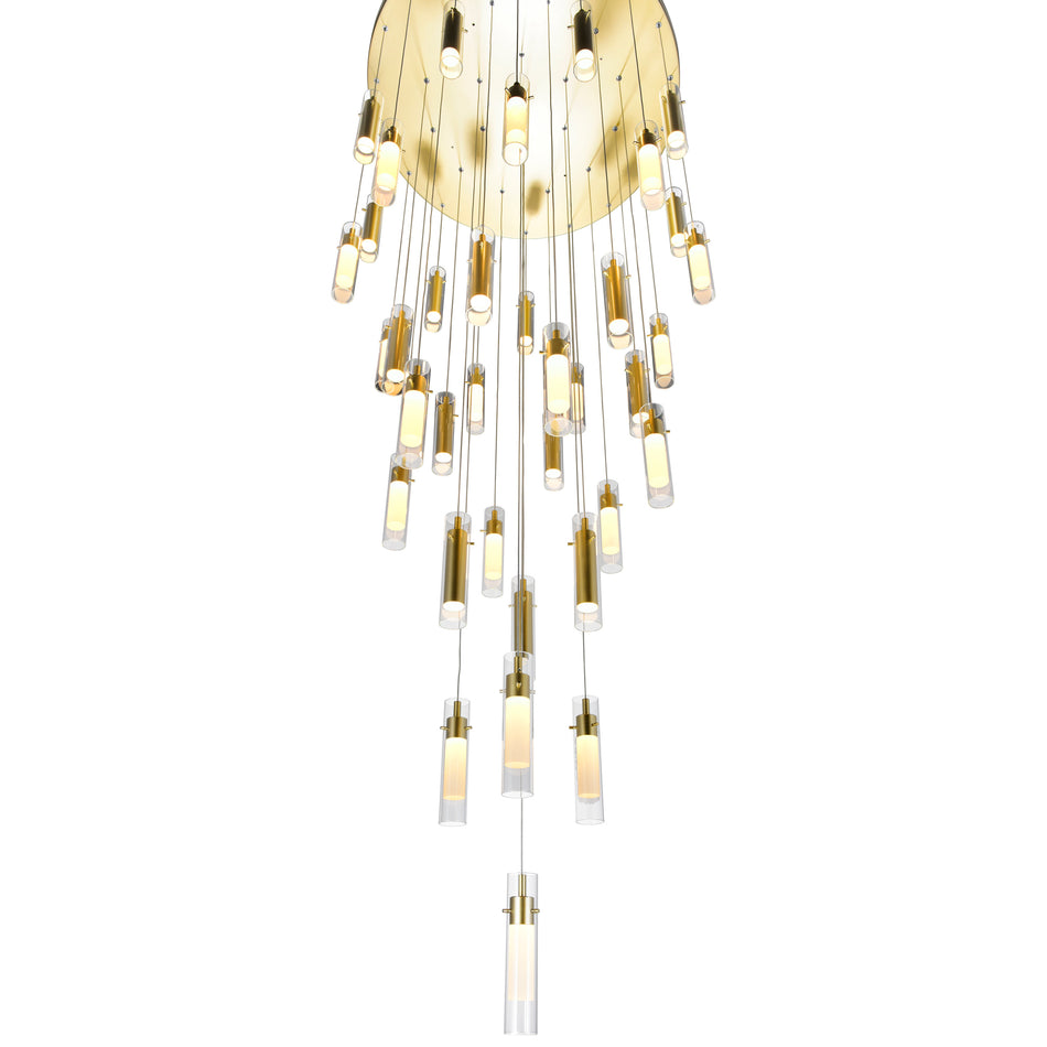 Olinda Integrated LED 33in Satin Gold Chandelier by CWI
