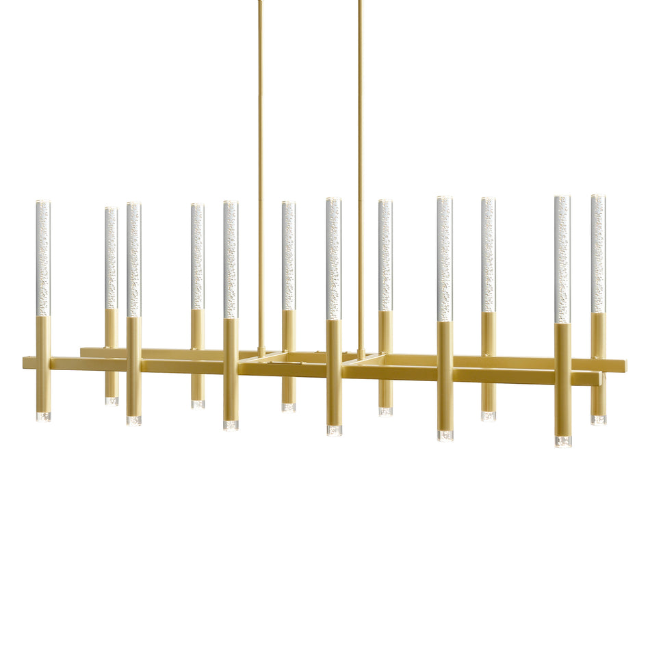 Dragonswatch Integrated LED 48in 12 Pendant Satin Gold Chandelier by CWI