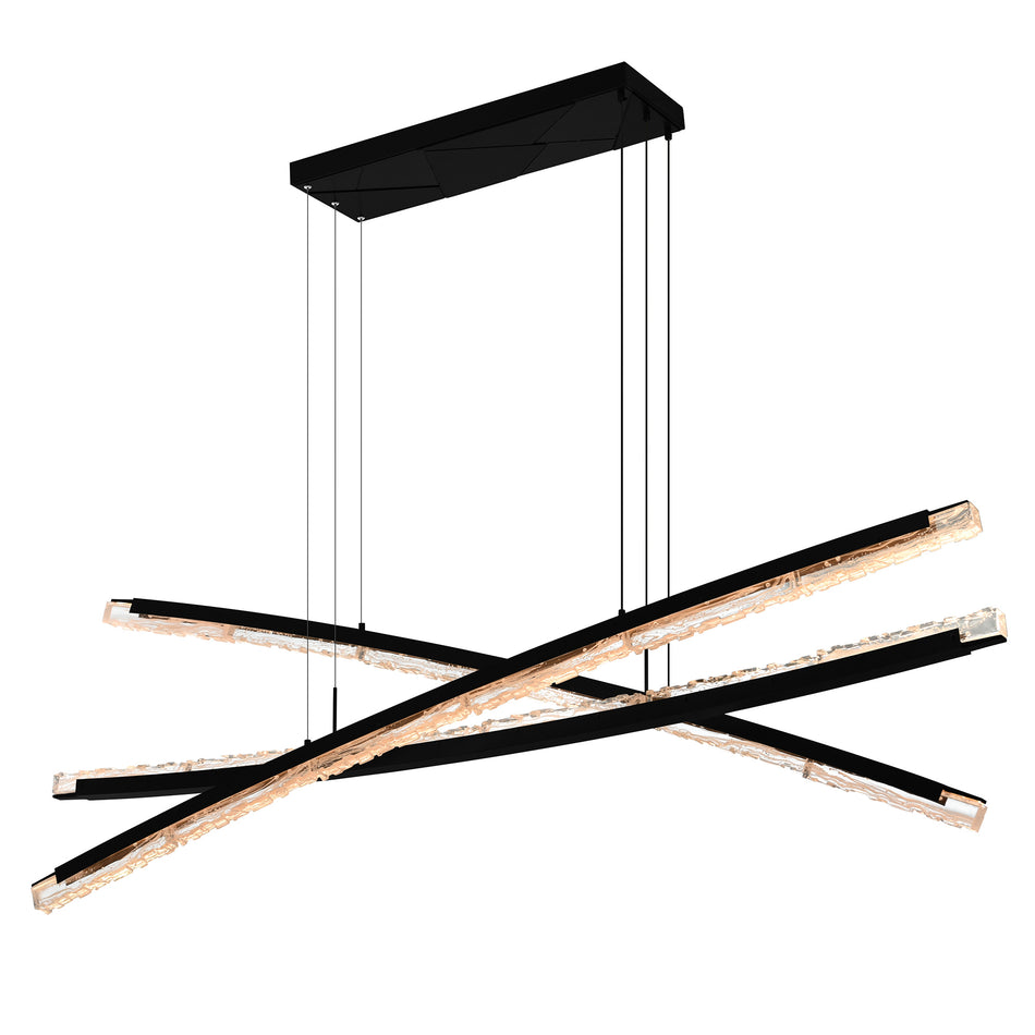 Saber Integrated LED 70in Black Chandelier with Handcrafted Glass