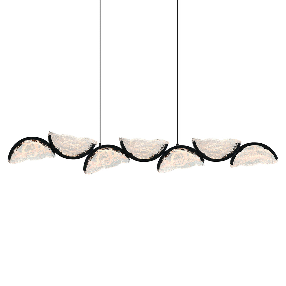 Moon Integrated LED 54in Black Chandelier with Handcrafted Glass by CWI
