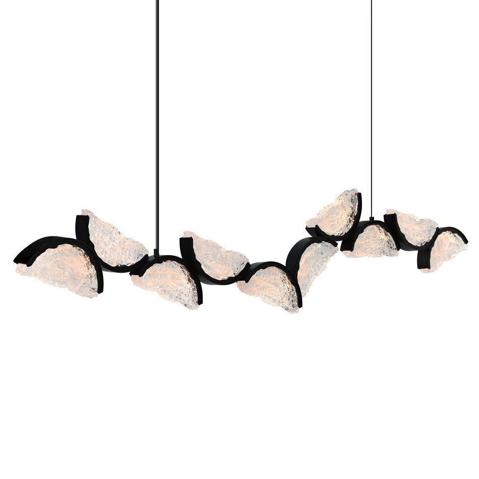 Moon Integrated LED 70in Black Chandelier with Handcrafted Glass by CWI
