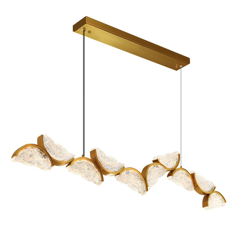 Moon Integrated LED 70in Brass Chandelier with Handcrafted Glass by CWI