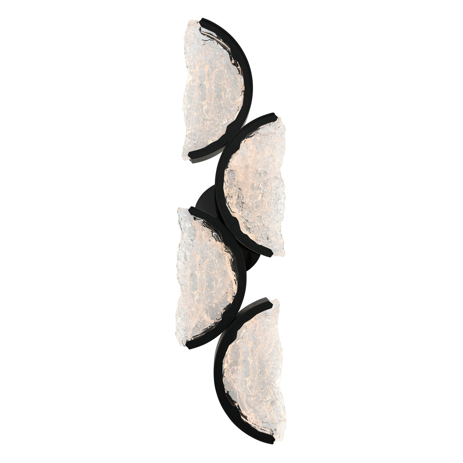 Moon Integrated LED 8in Black Wall Light with Handcrafted Glass