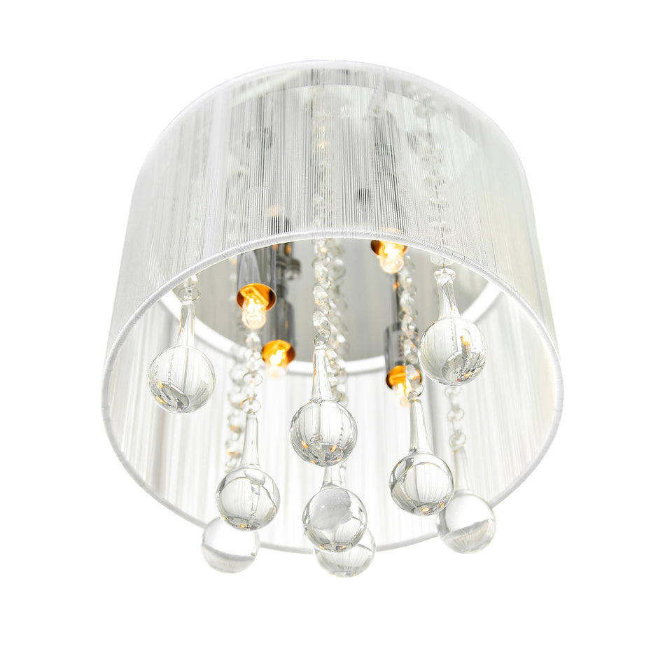 Water Drop 4 Light Chrome Flush Mount With White Shade by CWI