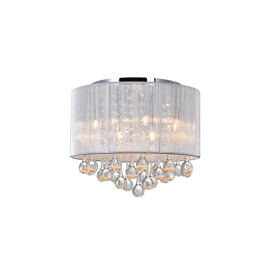 Water Drop 6 Light Chrome Flush Mount With Silver Shade