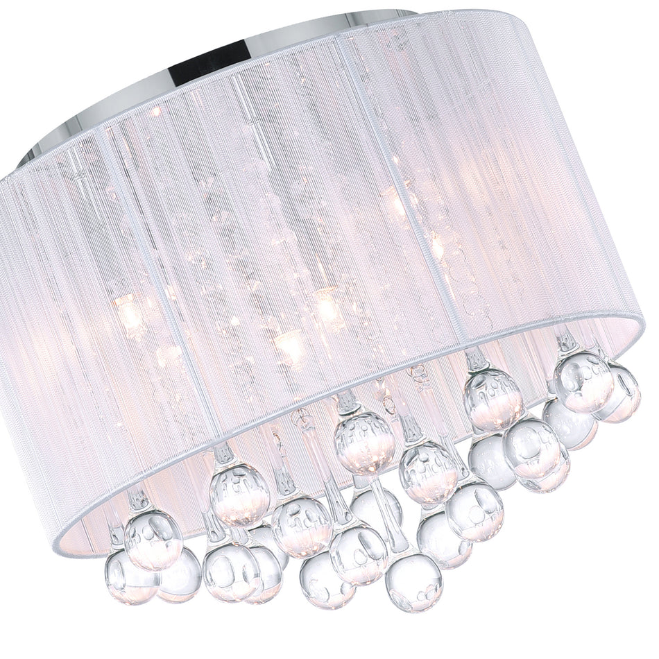 Water Drop 6 Light Chrome Flush Mount With White Shade by CWI
