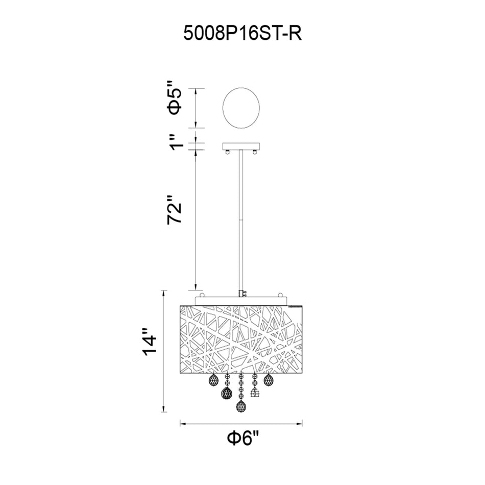 Eternity 6 Light 16in Chrome Drum Shade Chandelier by CWI