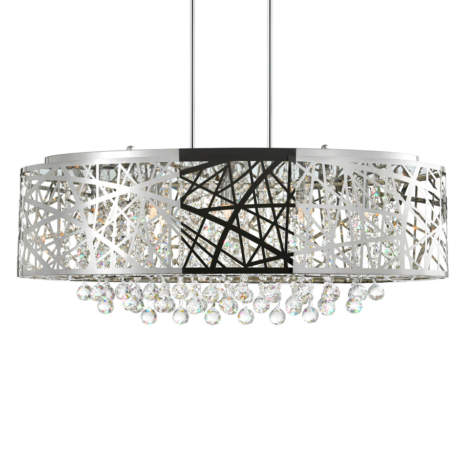Eternity 8 Light 32in Chrome Drum Shade Chandelier by CWI