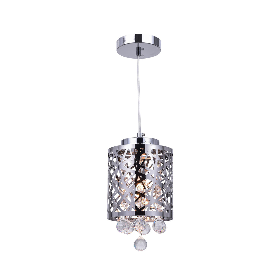 Eternity 1 Light 6in Chrome Drum Shade Mini Pendant