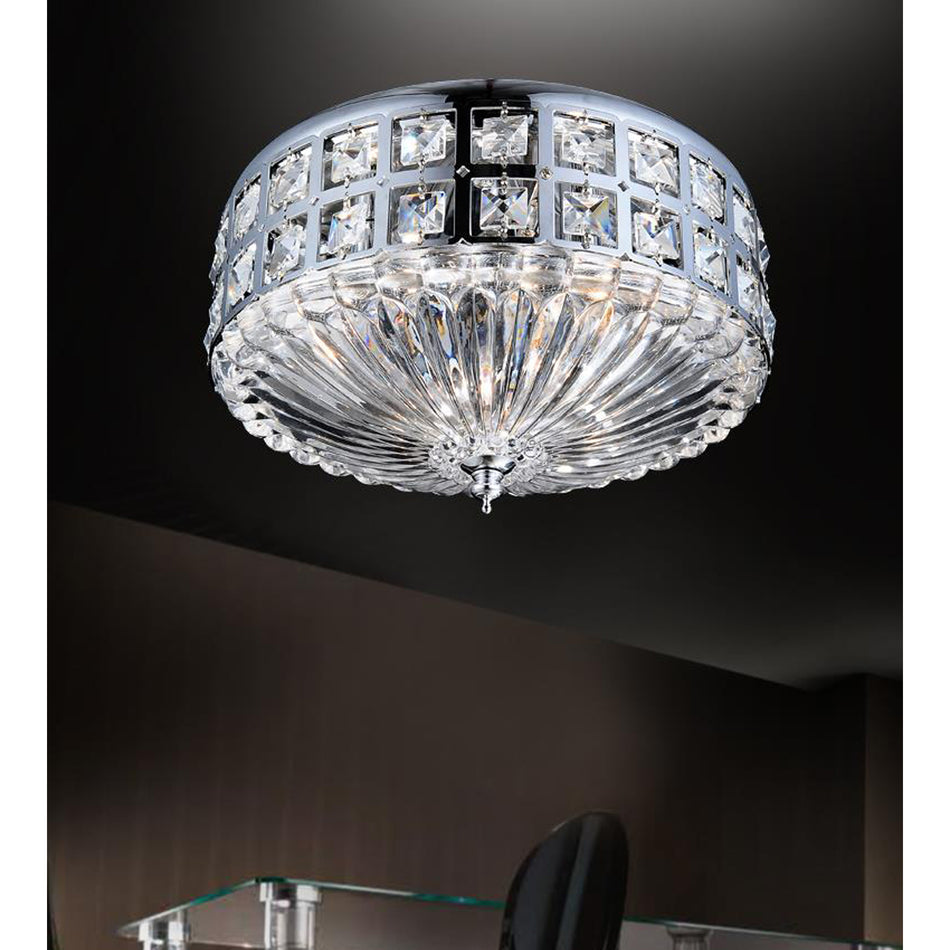 Bloome 4 Light Bowl Flush Mount With Chrome Finish by CWI