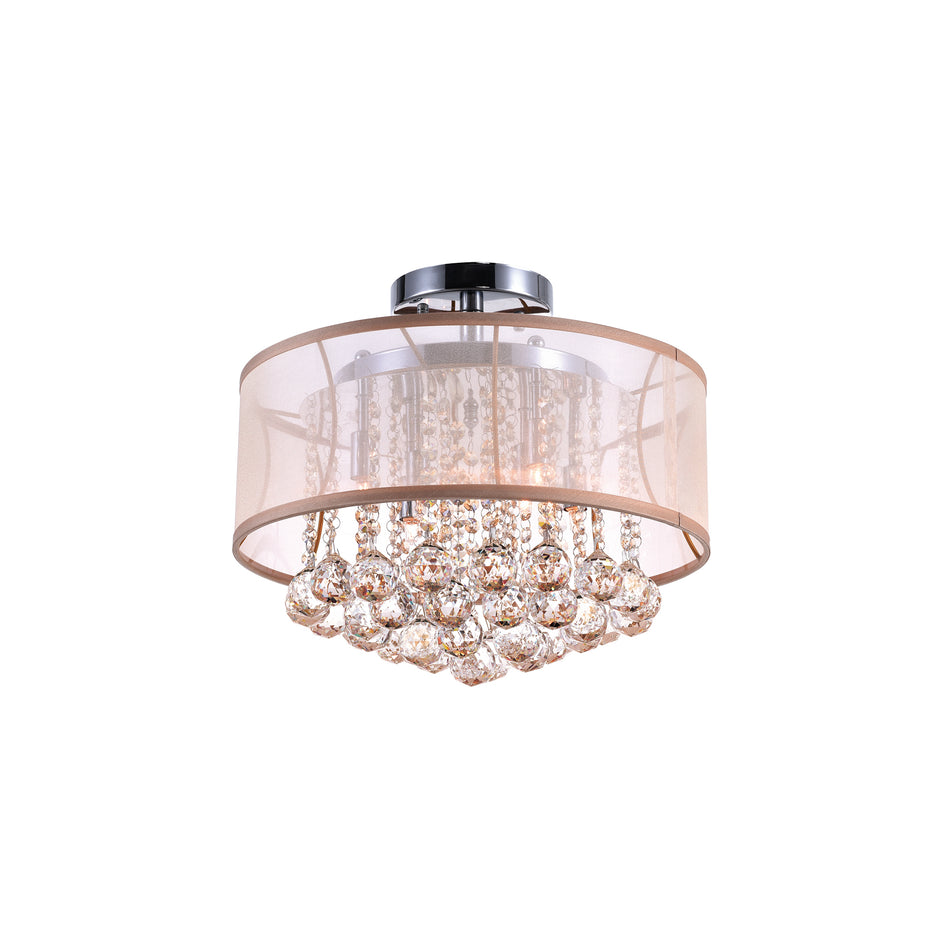 Radiant 6 Light 16in Chrome Drum Shade Flush Mount with Gold Shade