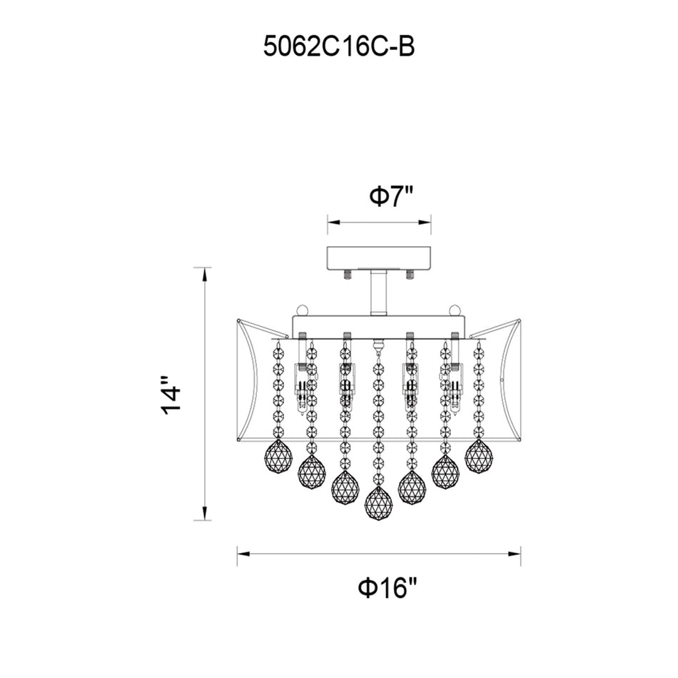 Radiant 6 Light 16in Chrome Drum Shade Flush Mount with White Shade by CWI