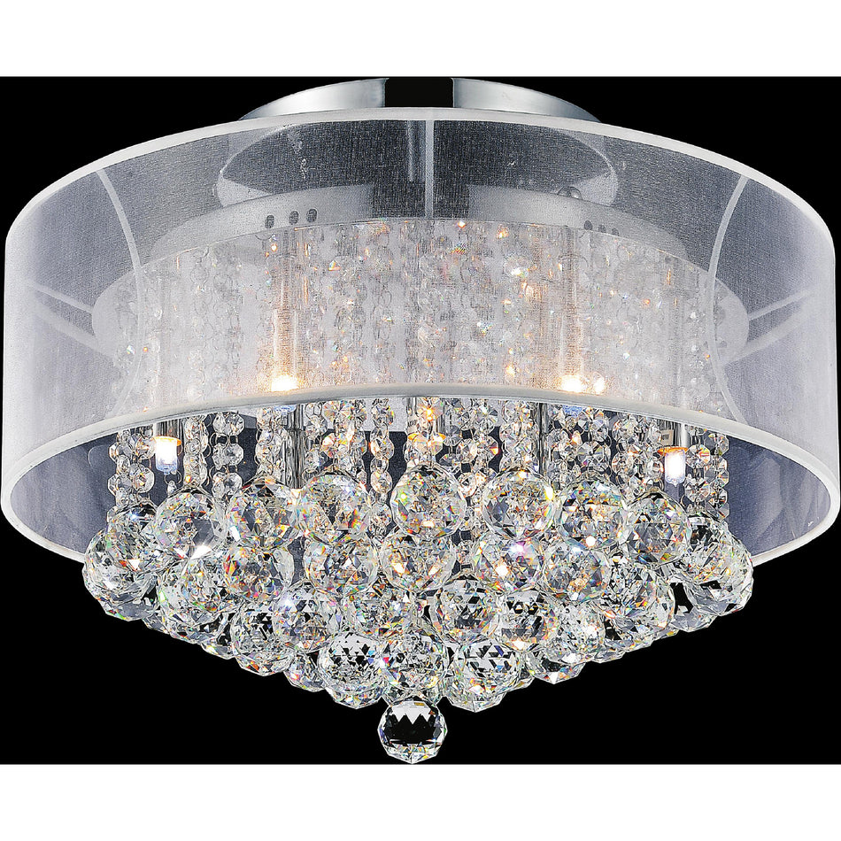 Radiant 9 Light 20in Chrome Drum Shade Flush Mount with White Shade