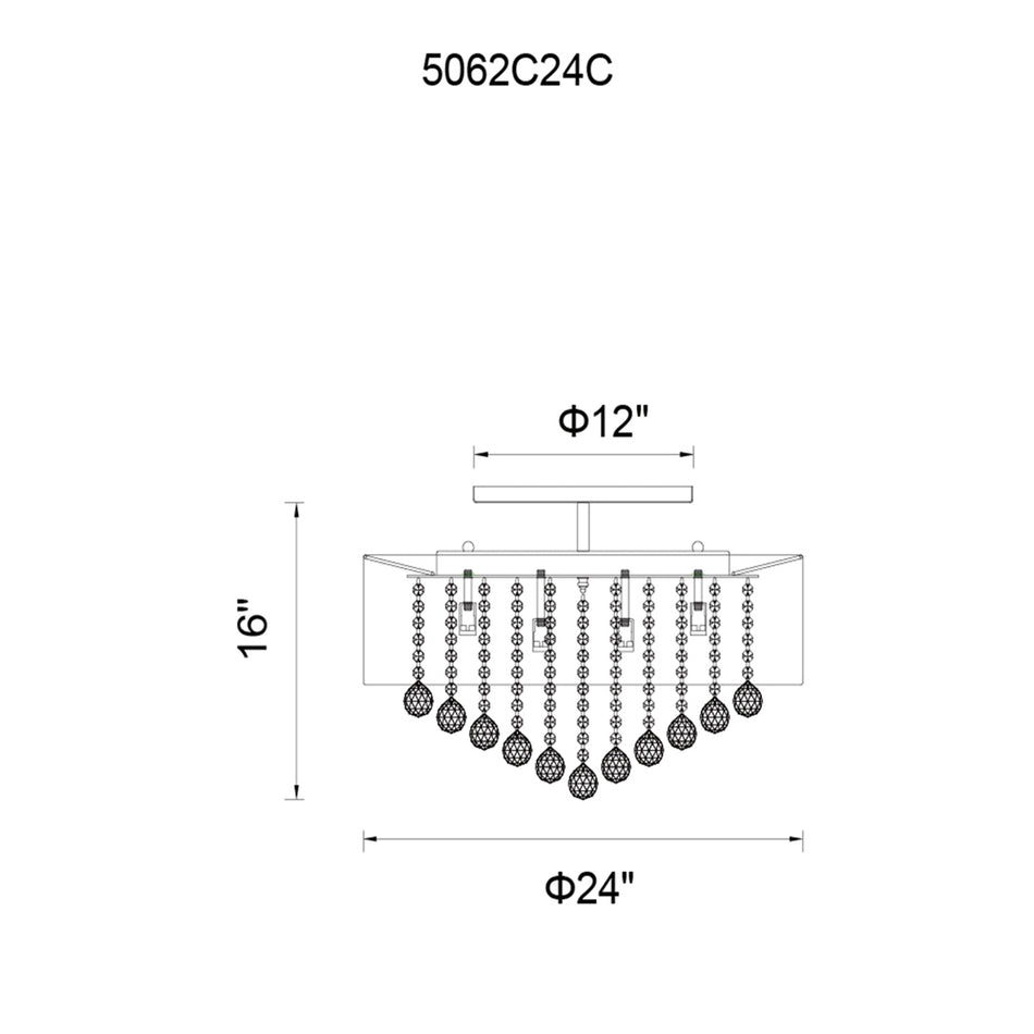 Radiant 12 Light 24in Chrome Drum Shade Flush Mount with White Shade by CWI