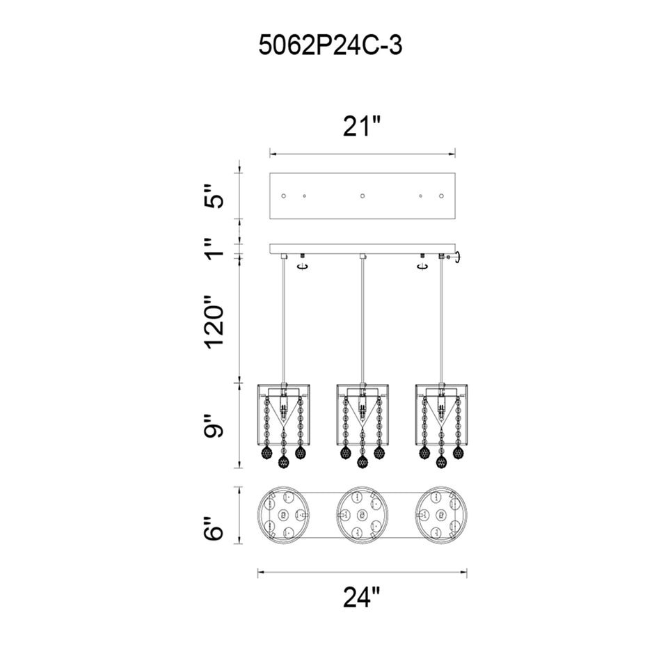 Radiant 3 Light Multi Light Pendant With Chrome Finish by CWI
