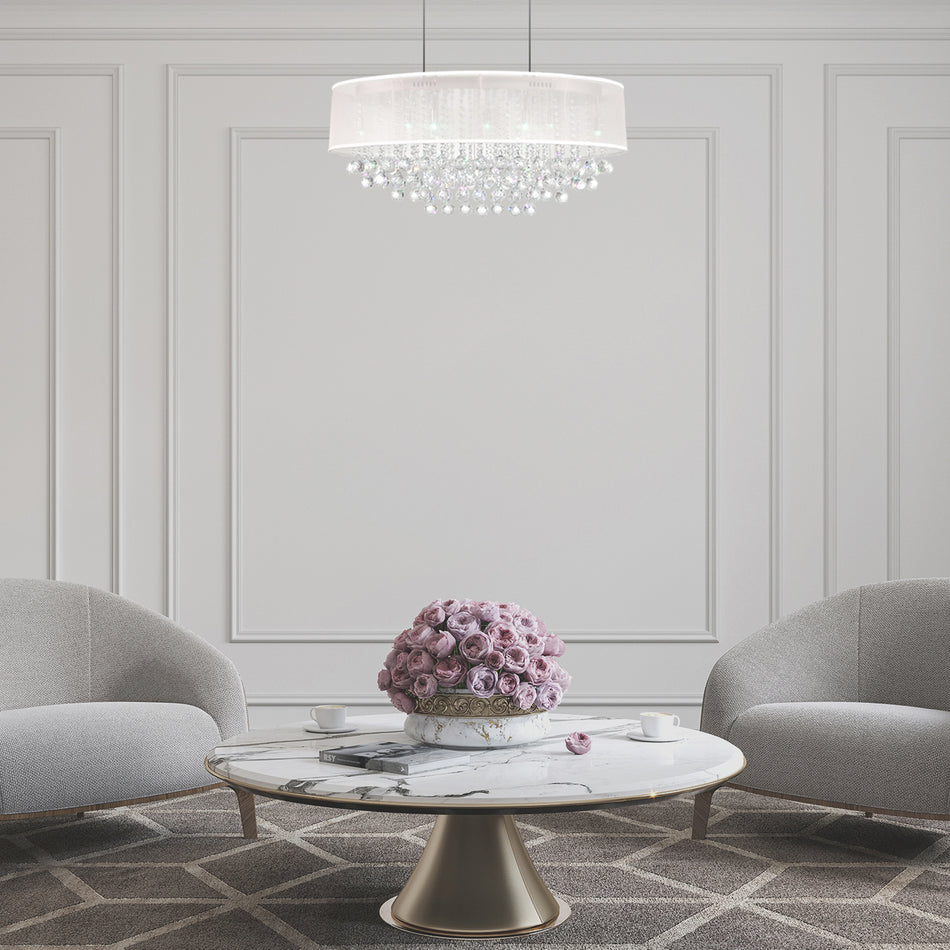 Radiant 6 Light Drum Shade Chandelier With Chrome Finish by CWI