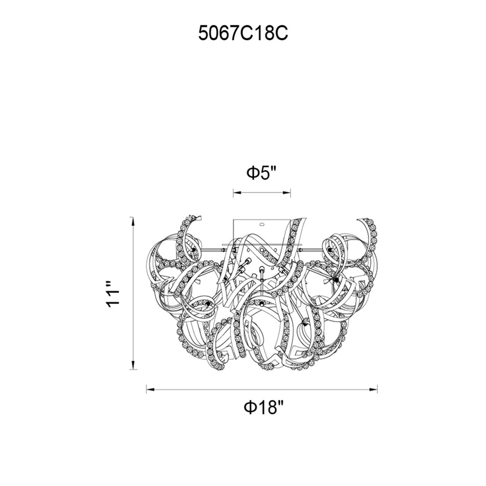 Swivel 9 Light 18in Chrome Flush Mount by CWI