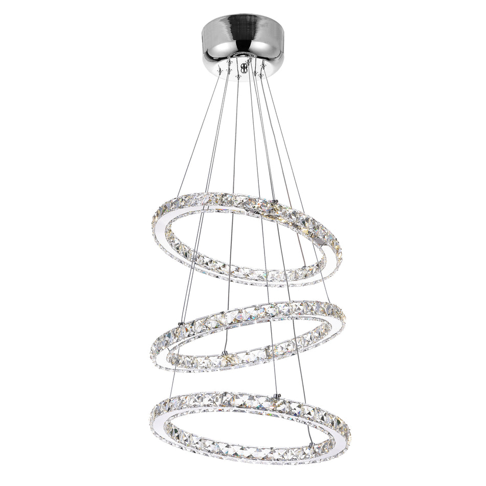 Ring Integrated LED 3-Ring 16in Chrome Chandelier