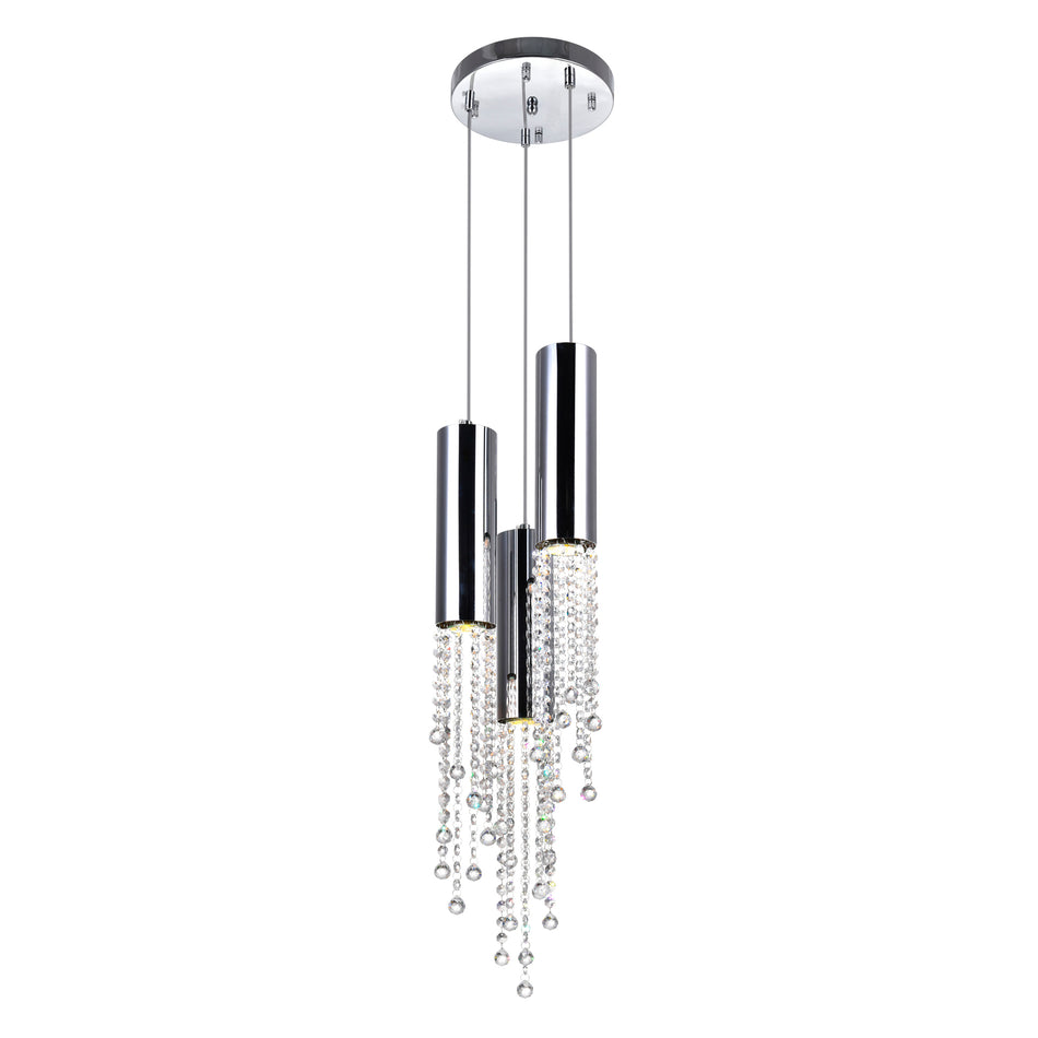 Extended 3 Light 10in Chrome Down Mini Pendant