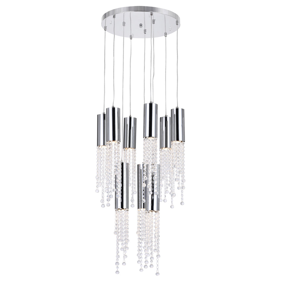 Extended 9 Light 20in Chrome Multi Light Pendant