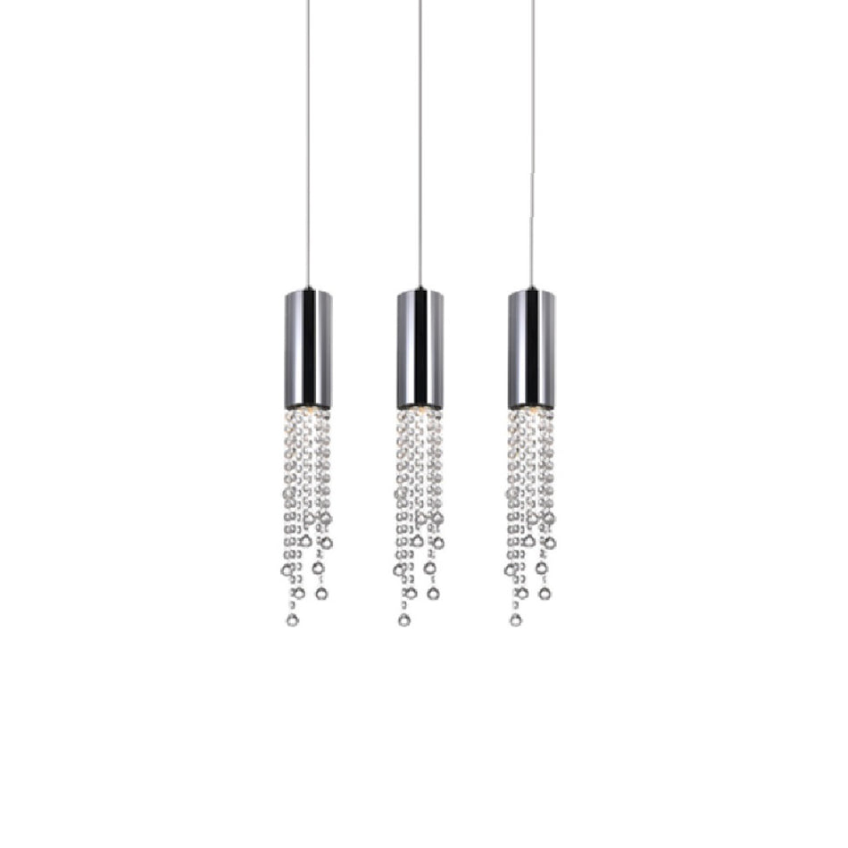 Extended 3 Light Multi Light Pendant With Chrome Finish