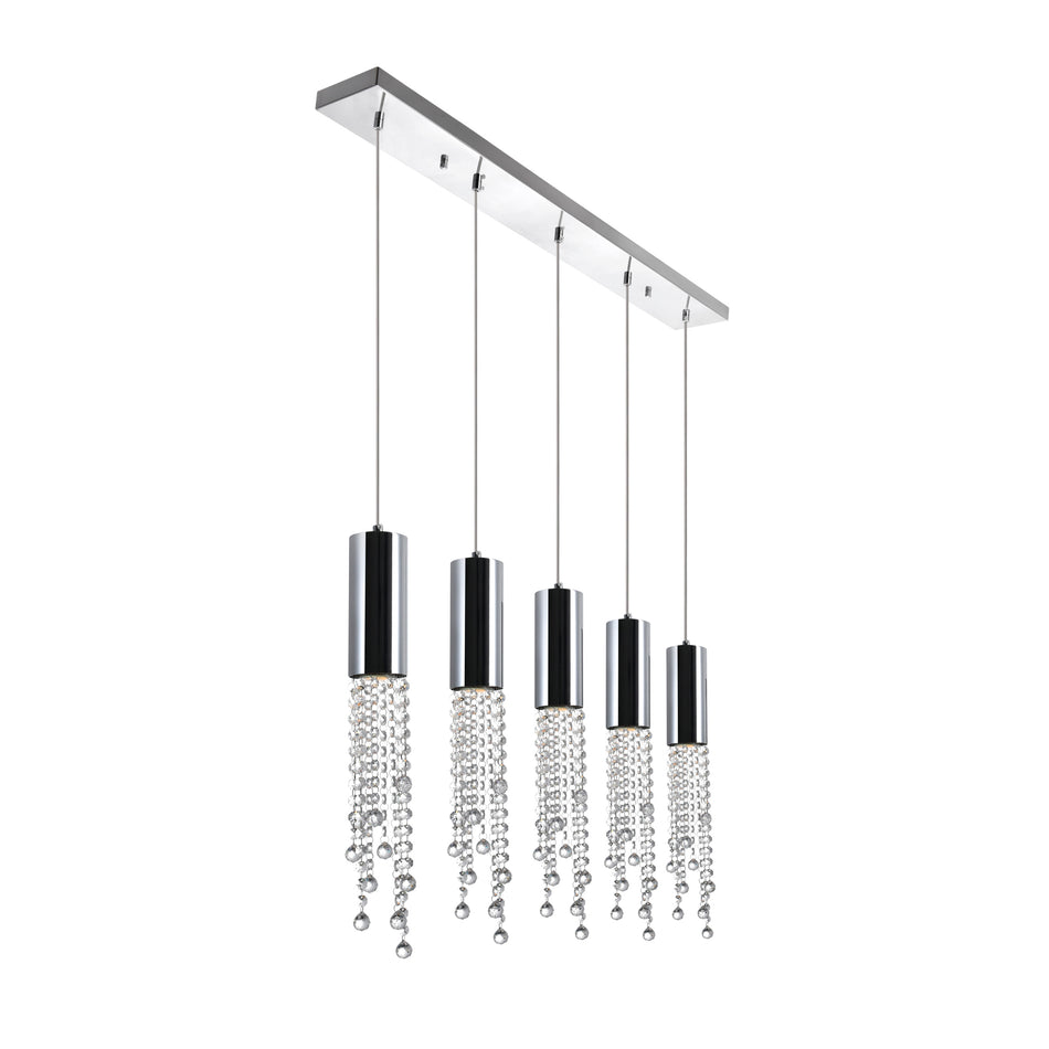 Extended 5 Light 40in Chrome Multi Light Pendant by CWI