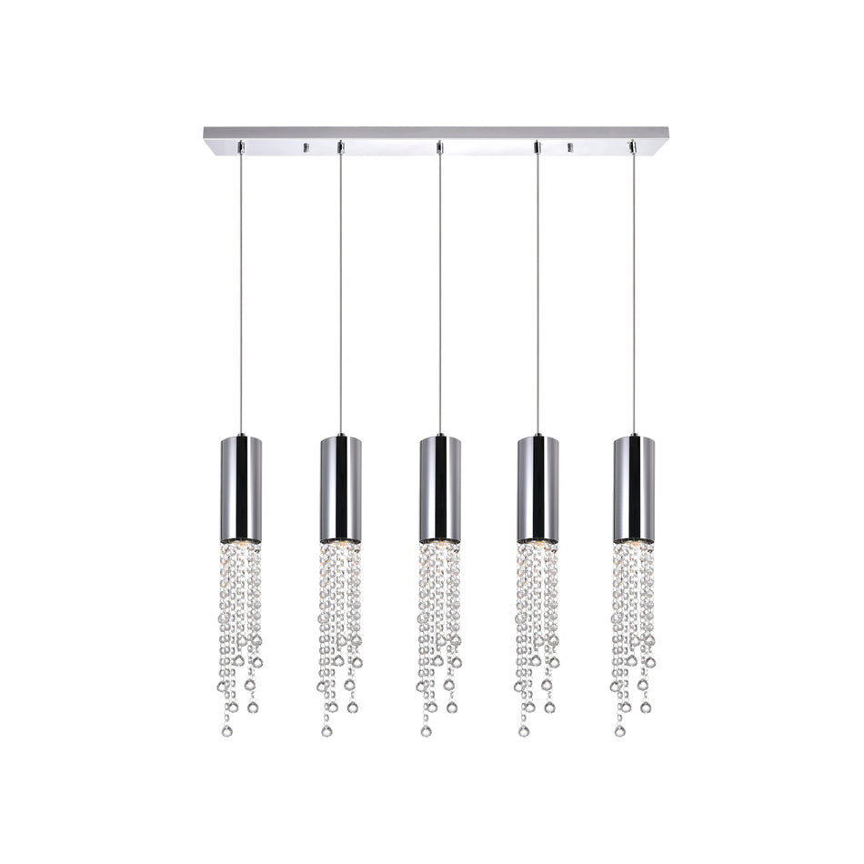 Extended 5 Light 40in Chrome Multi Light Pendant
